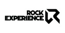Black "Rock Experience" logo with bold letters next to an angular emblem resembling a stylized "R," conveying a modern and adventurous tone.