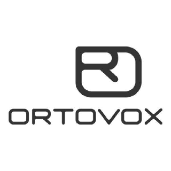 Logo von Ortovox mit einem stilisierten „R” in einem abgerundeten Quadrat über dem Markennamen in fetten Großbuchstaben vor einem einfarbigen Hintergrund.
